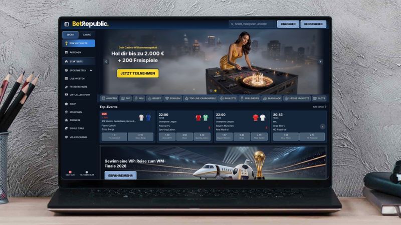 BetRepublic Casino auf einem Computerbildschirm