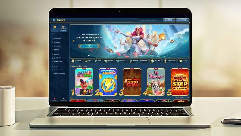Casea Casino auf einem Computerbildschirm