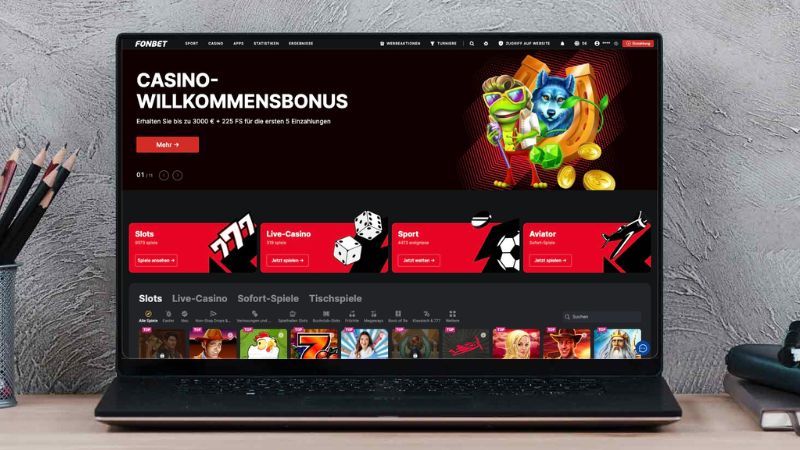 Fonbet Casino auf einem Computerbildschirm