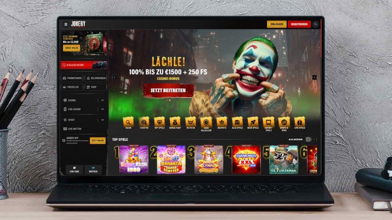 Jokery Casino auf einem Computerbildschirm