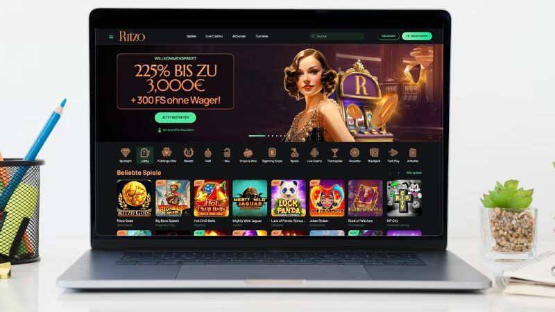 Ritzo Casino auf einem Computerbildschirm
