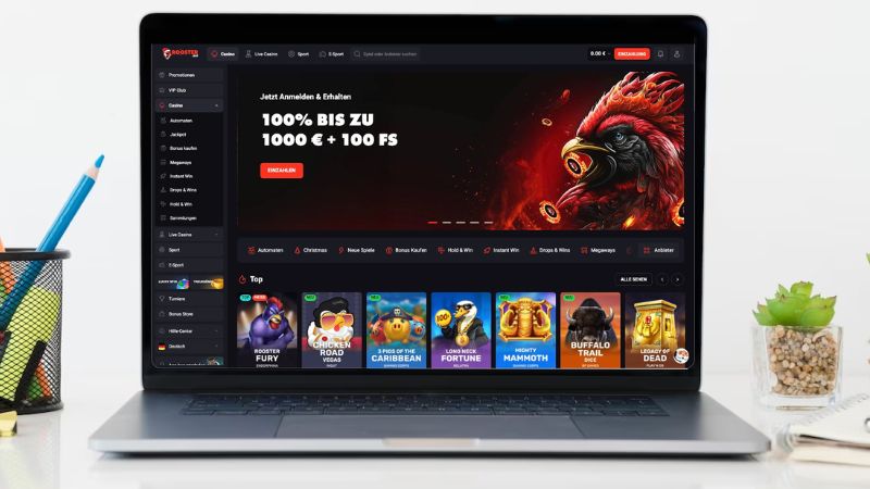 Rooster.bet Casino auf einem Computerbildschirm