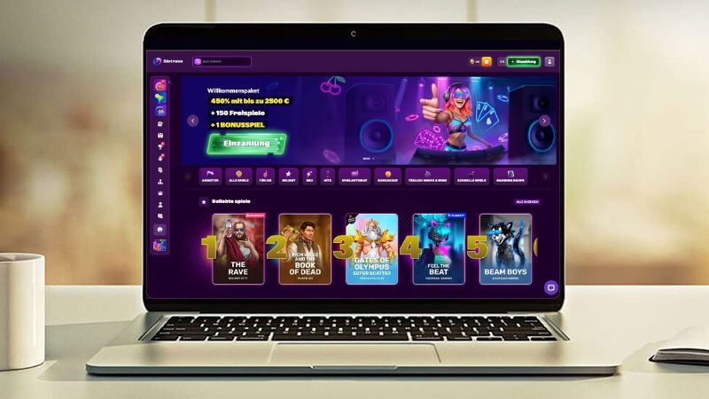 Slotrave Casino auf einem Computerbildschirm