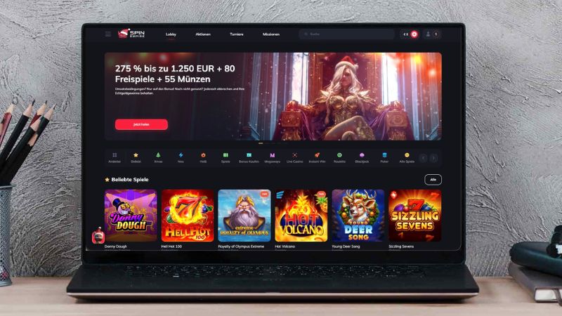 SpinEmpire Casino auf einem Computerbildschirm