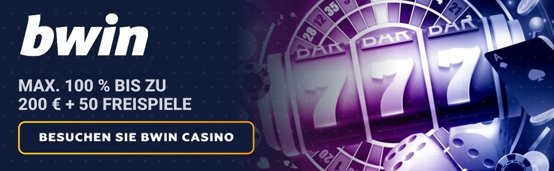 Melden Sie sich bei Bwin Casino an und erhalten Sie einen 100%-Willkommensbonus von bis zu 200 € und 50 Freispiele! Holen Sie sich den Bonus mit einer Einzahlung von nur 10 €!