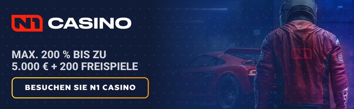 Registrieren Sie sich beim N1 Casino und genießen Sie ein riesiges Willkommenspaket von maximal 100% bis zu 4.000 € und 200 Freispielen auf Ihre ersten vier Einzahlungen!