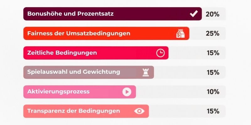 Bewertungskriterien für Willkommensboni