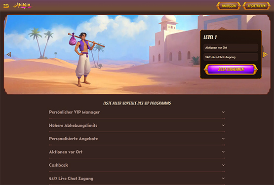 Alawin Casino vip Seite