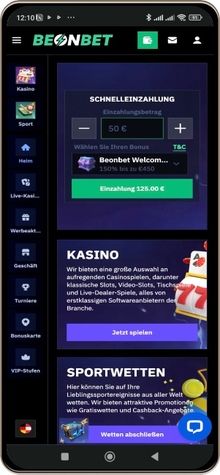 Das BeOnBet Casino auf Mobilgeräten