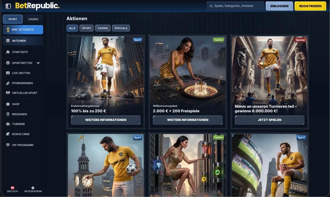 BetRepublic Casino Bonusseite