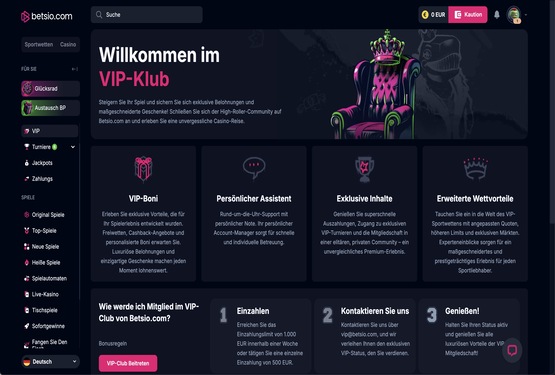 Betsio Casino vip Seite