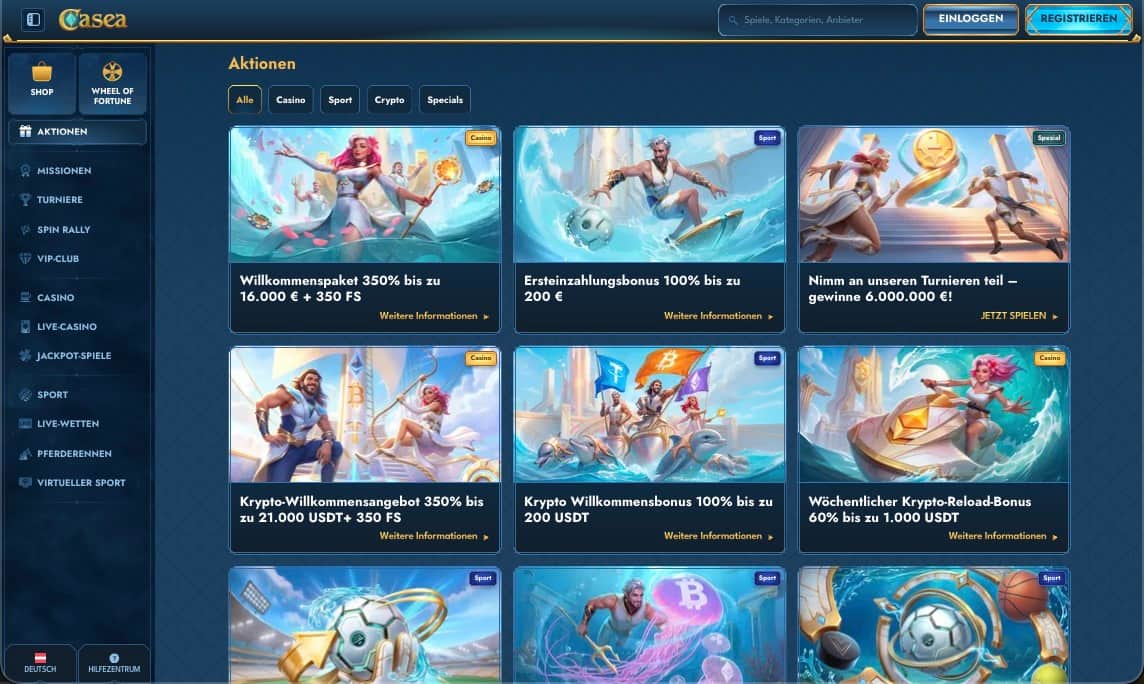 Casea Casino Bonusseite