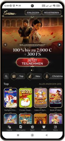 Casina Casino auf einem Mobiltelefon