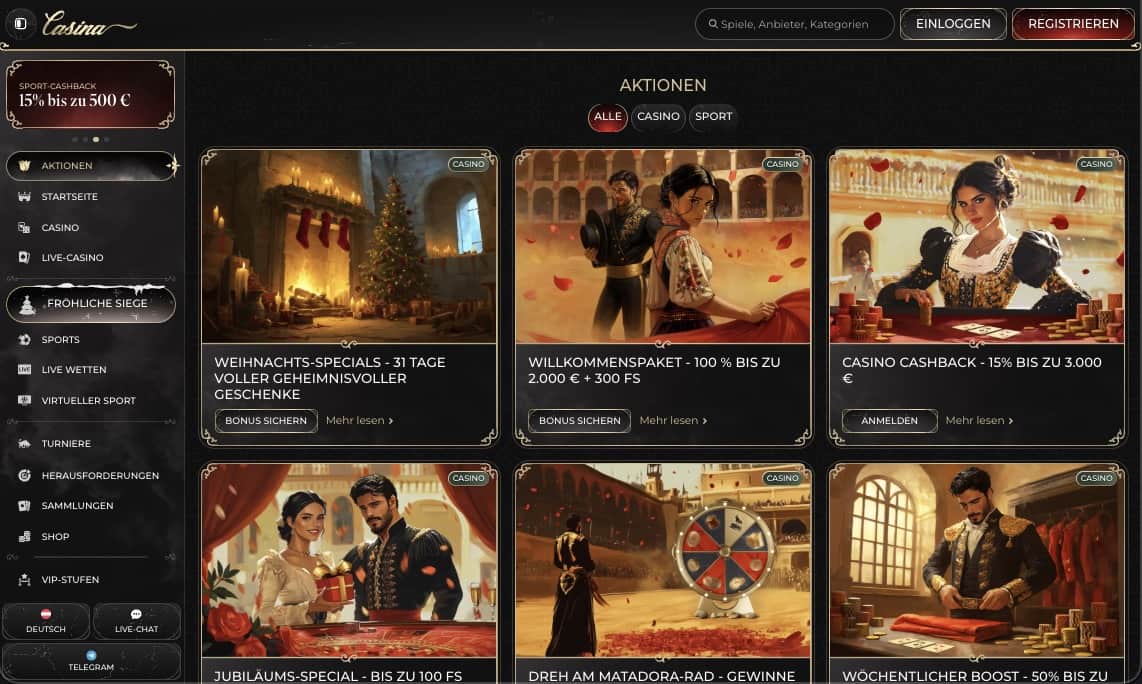 Casina Casino Bonusseite