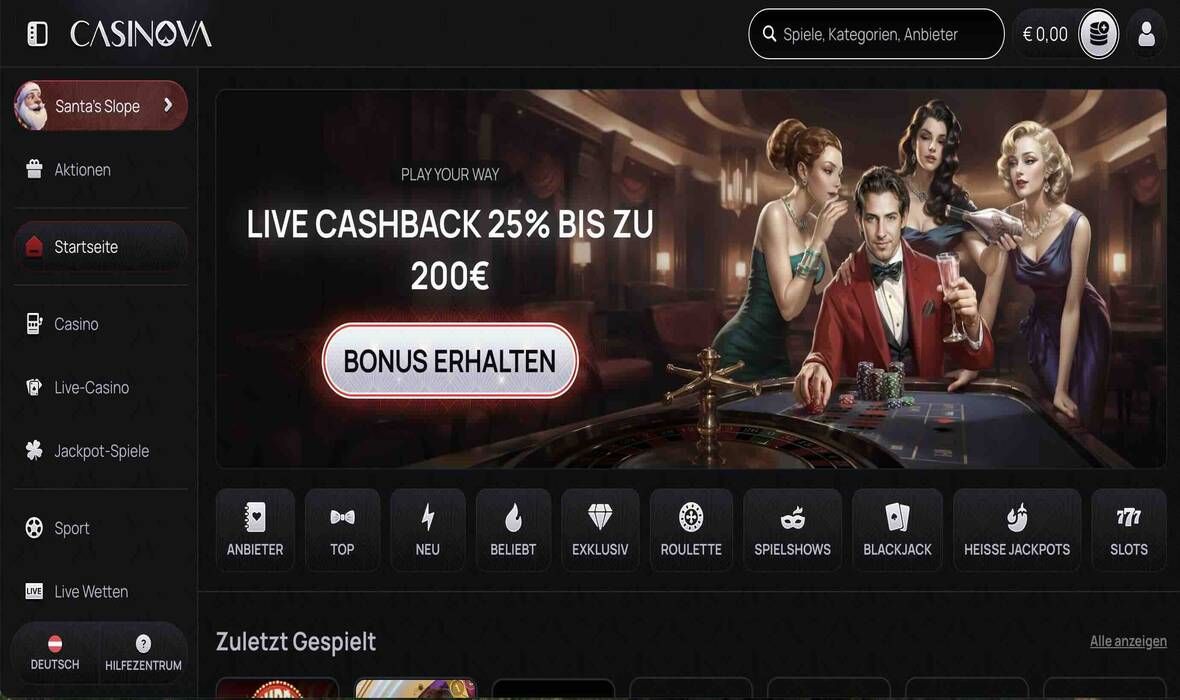 Casinova Casino Hauptseite