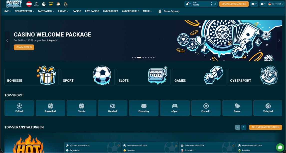Coldbet Casino Hauptseite