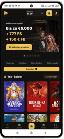 Dreamplay Casino Hauptseite auf dem Handy