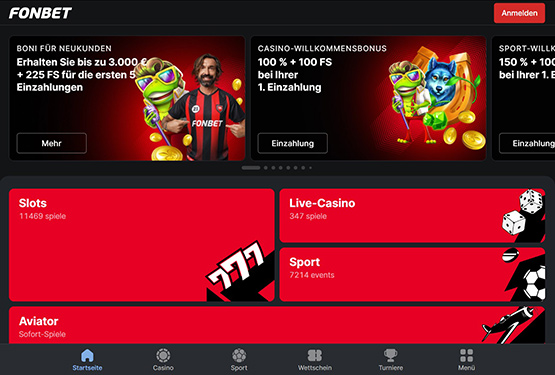 Fonbet Casino Hauptseite