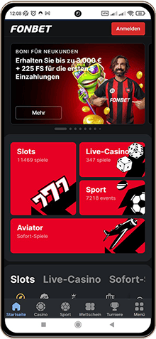 Fonbet Casino auf einem Mobiltelefon
