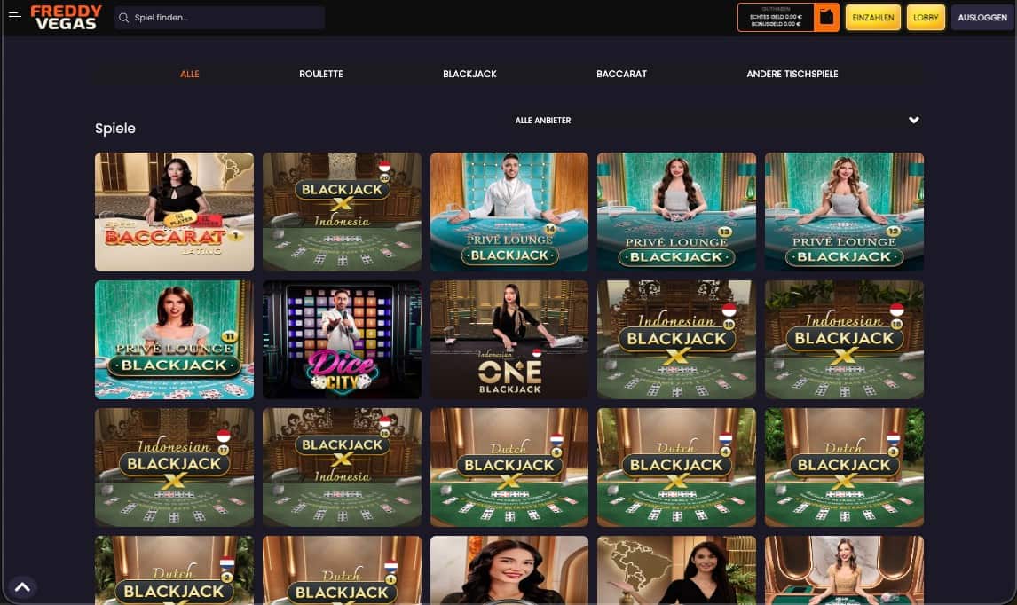 FreddyVegas Casino Live Spiele
