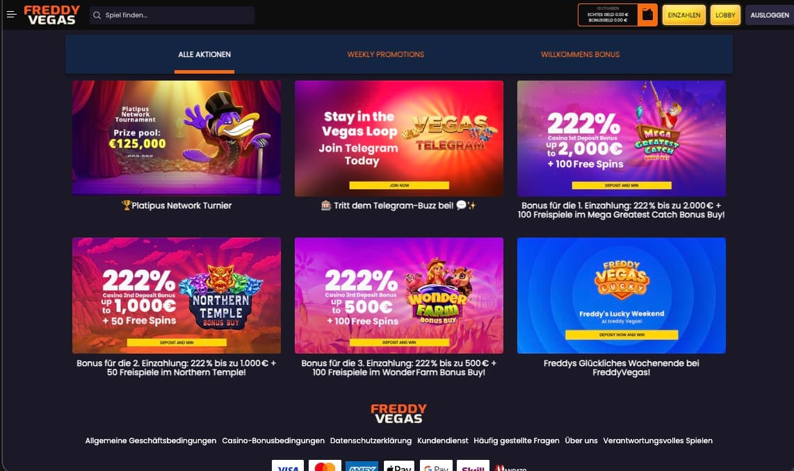 FreddyVegas Casino Bonusseite