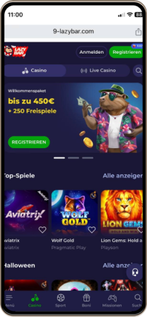 Lazybar Casino auf dem Mobiltelefon