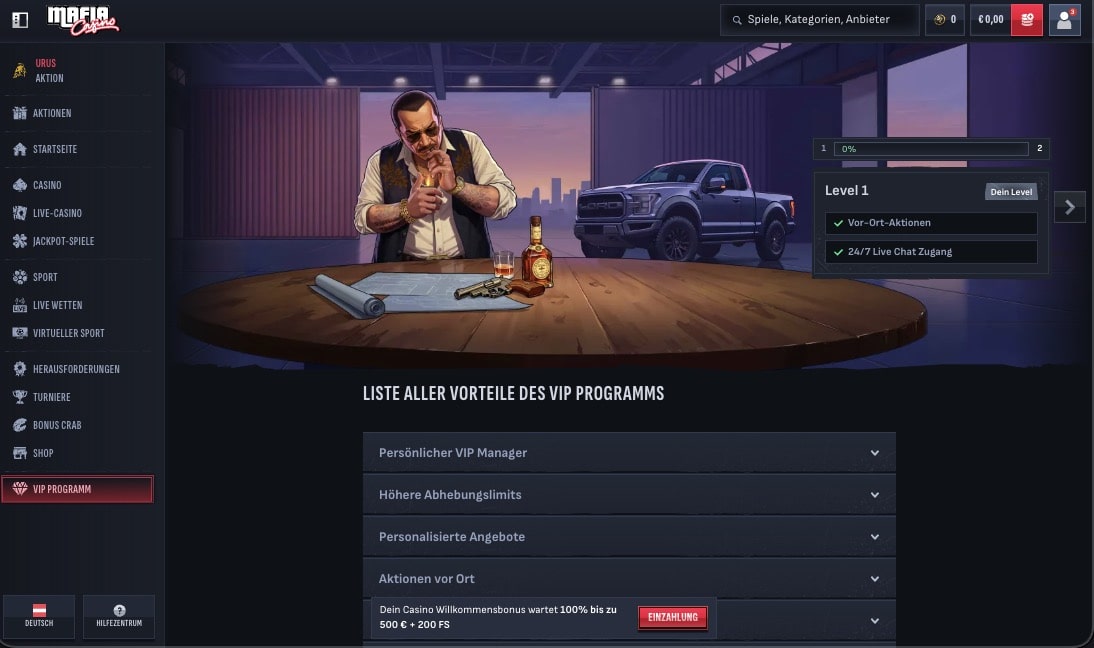 Mafia Casino vip Seite