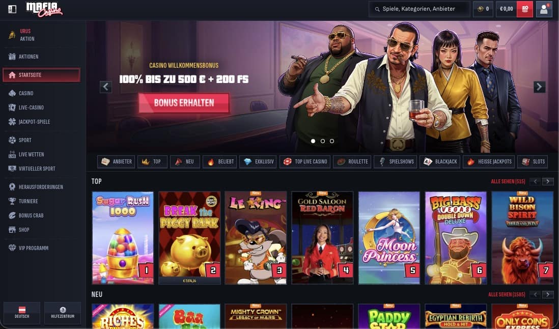 Mafia Casino Hauptseite
