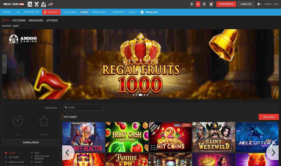 Megapari Casino Hauptseite