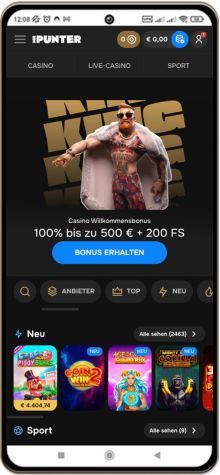 Mr.Punter Casino auf einem Mobiltelefon