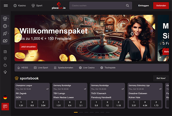 Placebet Casino Hauptseite