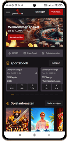Placebet Casino auf einem Mobiltelefon