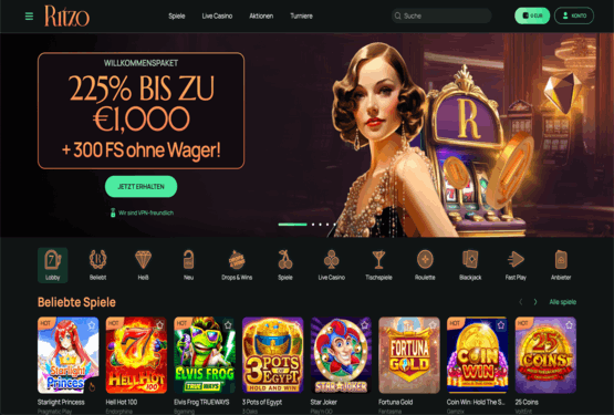 Ritzo Casino Hauptseite