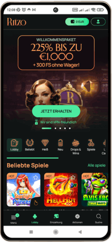 Ritzo Casino auf einem Mobiltelefon
