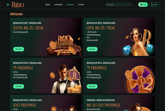 Ritzo Casino Bonusseite