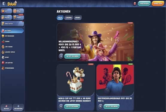 Shikaka Casino Bonusseite