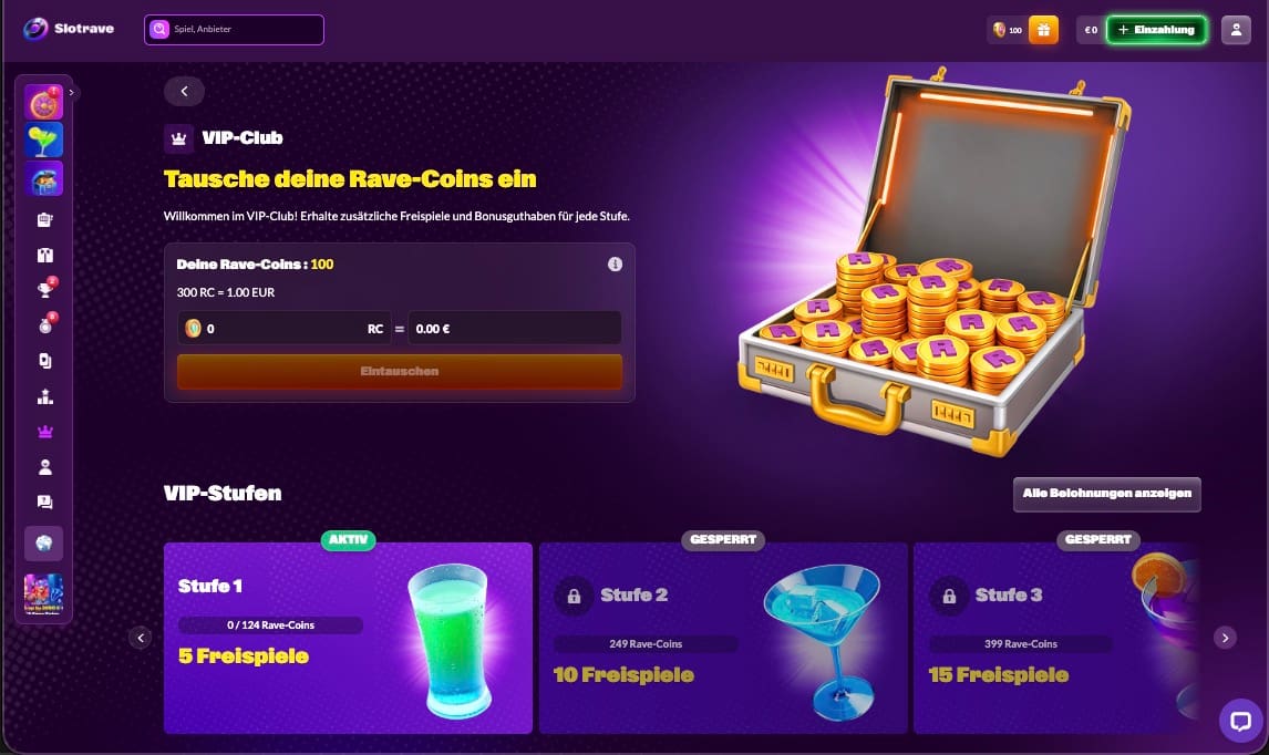 Slotrave Casino vip Seite