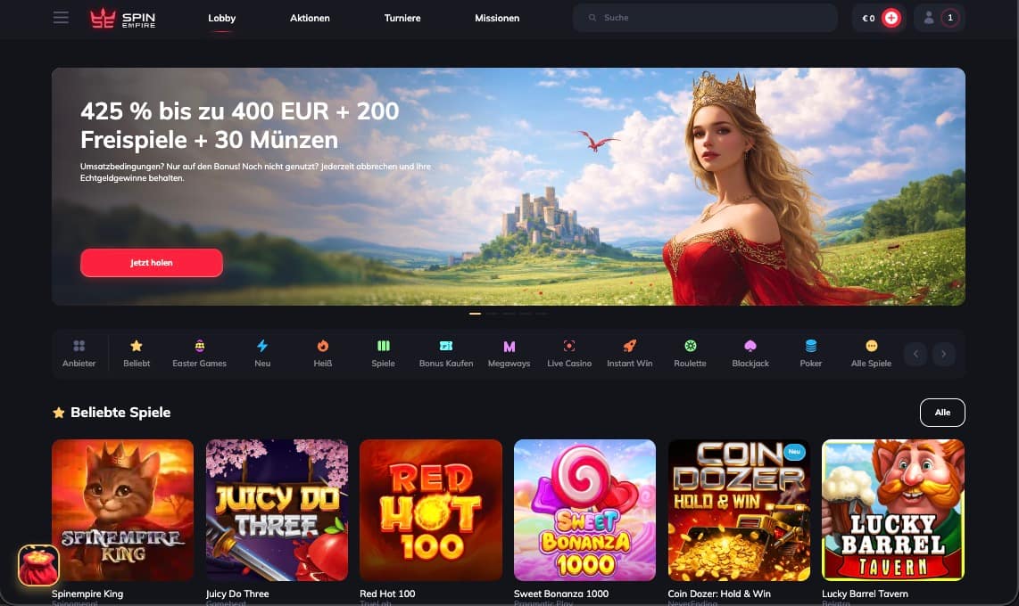 SpinEmpire Casino-Vorschau