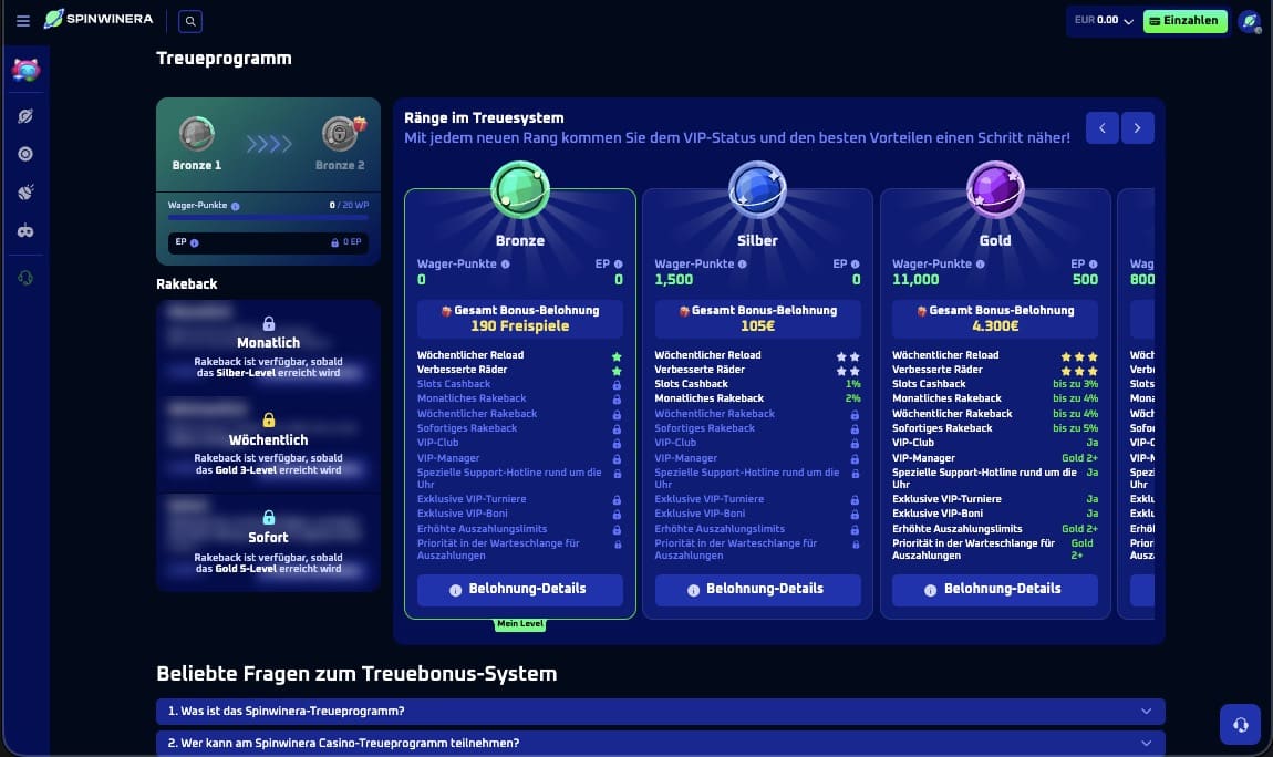 Spinwinera Casino vip Seite