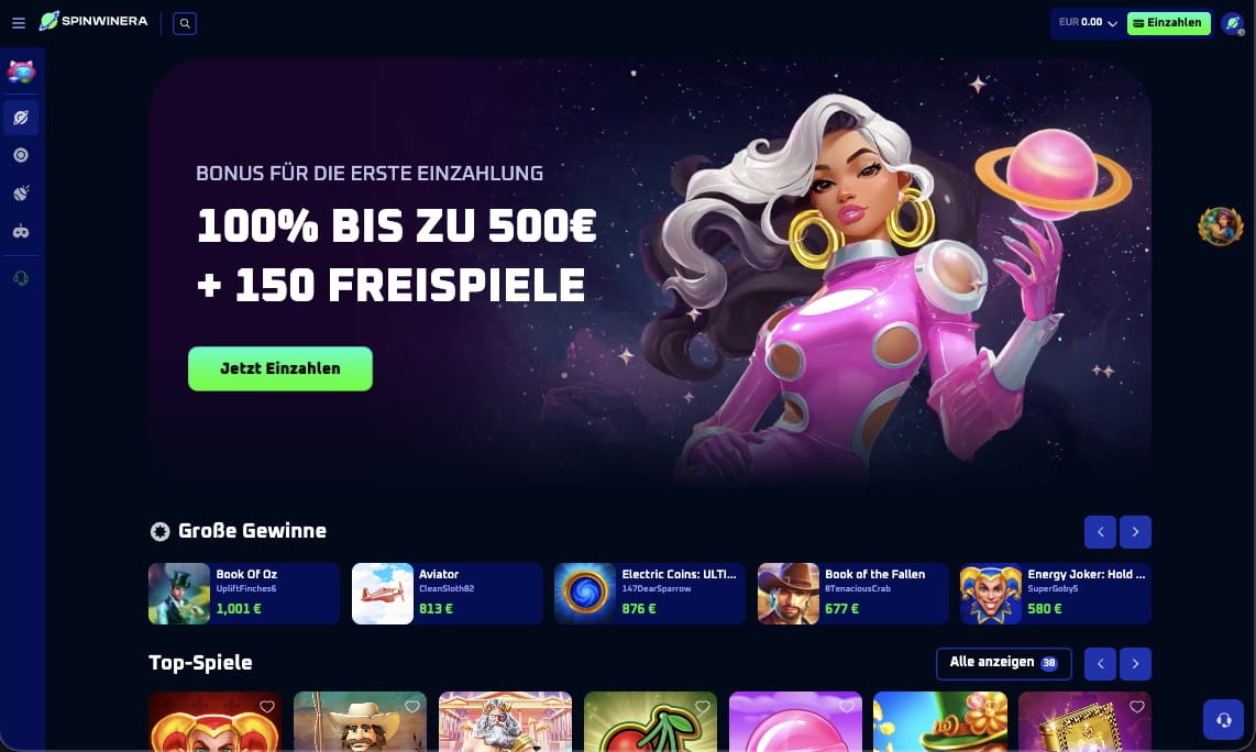 Spinwinera Casino Hauptseite