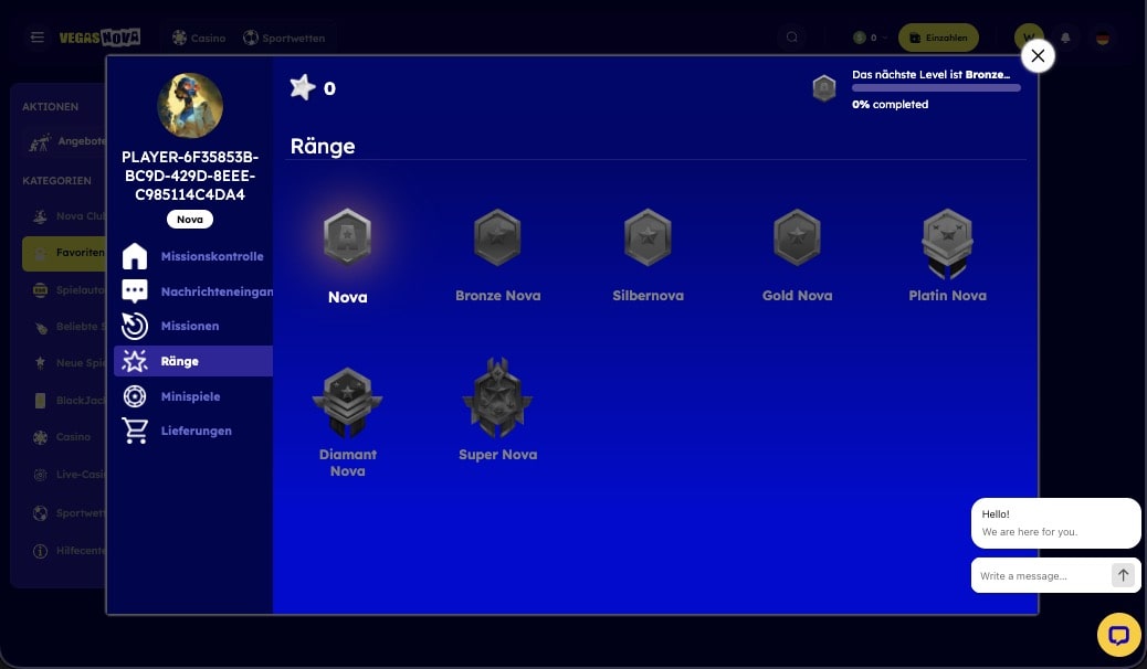 Vegas Nova Casino vip Seite