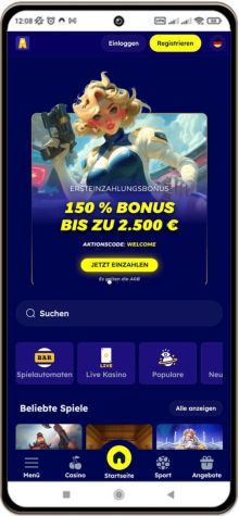 Vegas Nova Casino auf einem Mobiltelefon