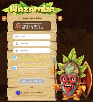 Wazamba-Registrierungsprozess