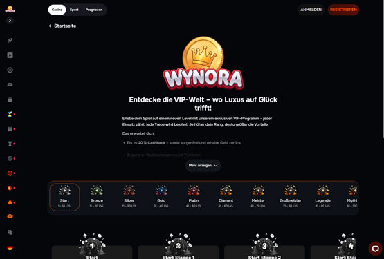 Wynora.win Casino vip Seite