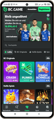 BC.Game Casino auf einem Mobiltelefon
