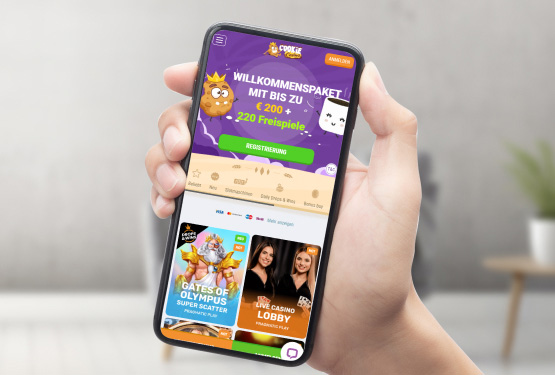 Cookie Casino Hauptseite auf dem Handy