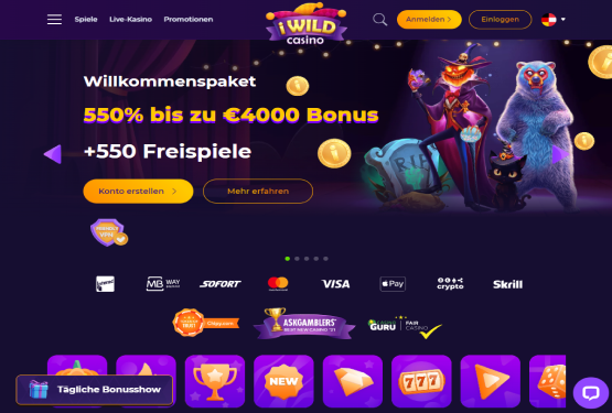 iWild Casino Hauptseite