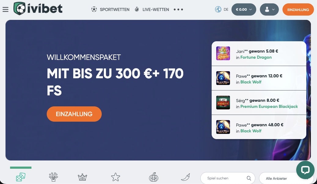 Ivibet Hauptseite