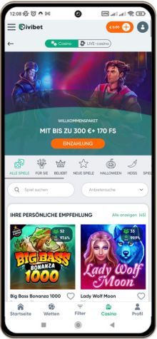 Ivibet Casino Hauptseite auf dem Handy