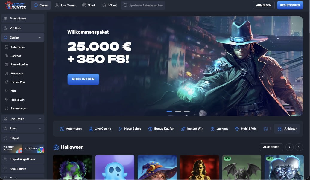 Lucky Hunter Casino Hauptseite